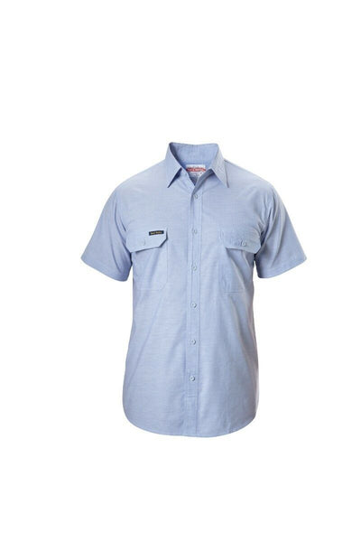 Hard Yakka Short Sleeve Chambray Light Cotton Business Work Shirt Y07529- Bannav S Bannav LLC